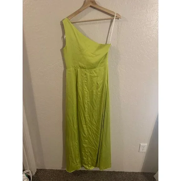 Y Birdy Grey Kira One Shoulder Satin High Slit Bridesmaid Formal Dress - Picture 10 of 10